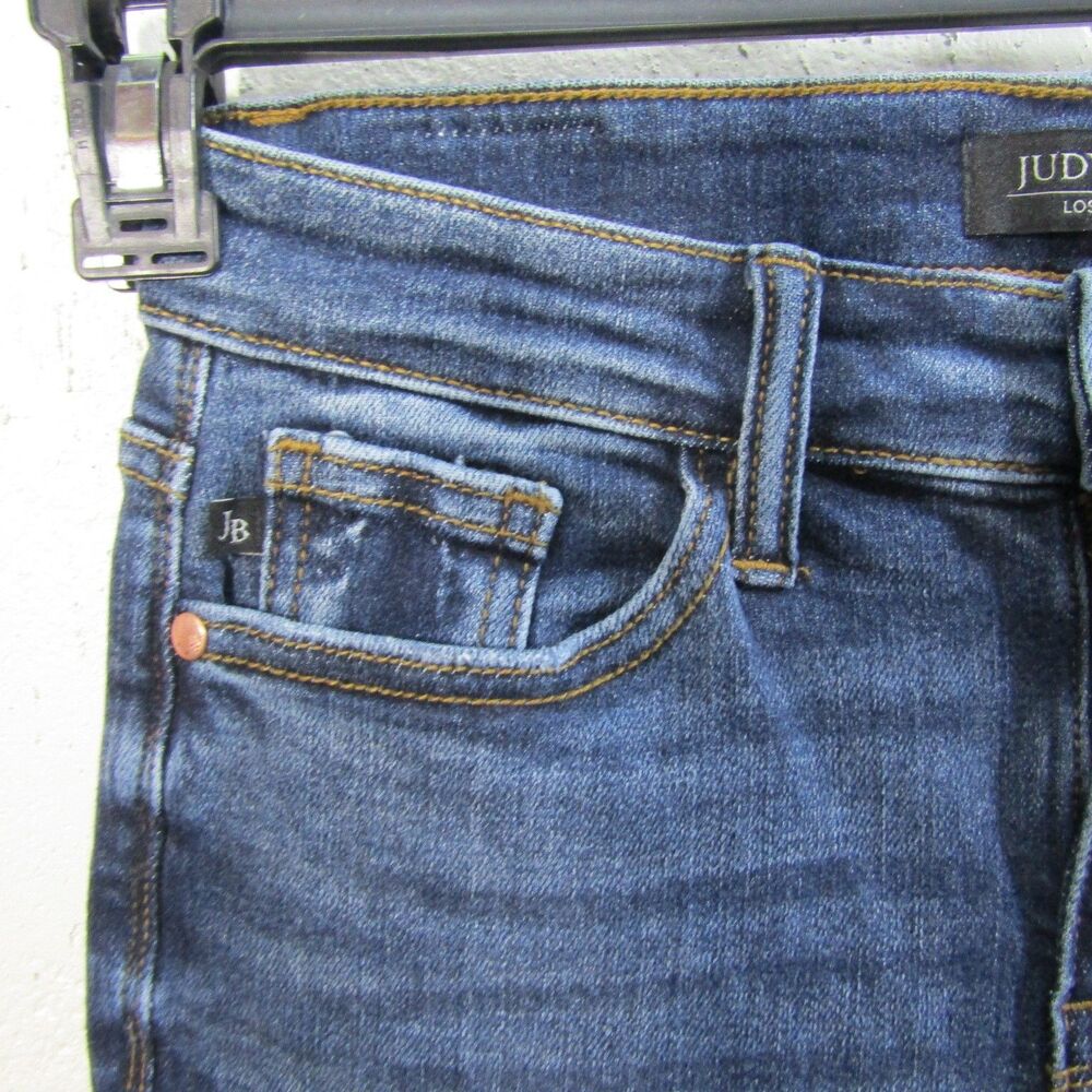 Judy Blue Women's Size S Dark Wash Denim Cuffed Mid-Rise Jean Bermuda Shorts - Picture 2 of 10